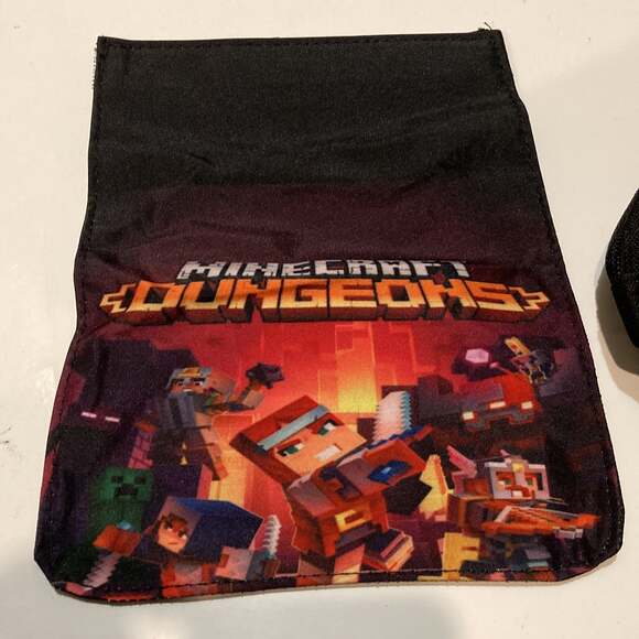 Minecraft Dungeons Bag Pencil Pouch 2 Zipper Black - Picture 3 of 7
